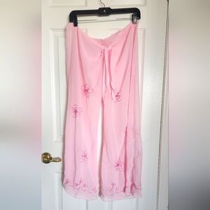 Pink beach cover up pants size L